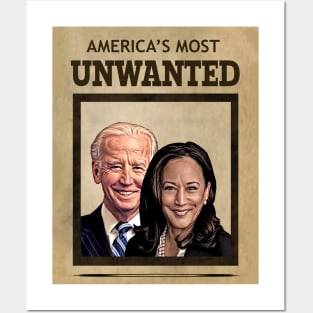Biden Harris AMERICA'S MOST UNWANTED Posters and Art